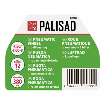 Колесо пневматическое Palisad 4.80/4.00-8 D380мм, подш. внут. диам. 12мм, длина оси 80мм 689468 купить в Ноябрьске