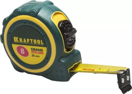 Рулетка KRAFTOOL &quot;GRAND&quot;, двухкомпонентный корпус, двусторонняя шкала, нейлоновое покрытие, 8мх25мм 3412-08_z01 купить в Ноябрьске
