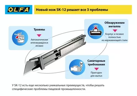 Нож OLFA, безопасный с трапециевидным лезвием OL-SK-12 купить в Ноябрьске