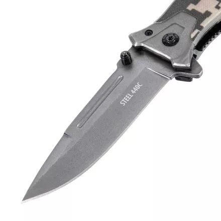 Нож складной Denzel, многоцелевой, системы Liner-Lock, с накладкой G10 на прямой рук-ке+стеклобой, 79208 купить в Ноябрьске