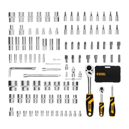 Набор инструментов Denzel 15814, 1/2&quot;, 1/4&quot;, CrV, S2, пластиковый кейс, 109 предметов купить в Ноябрьске
