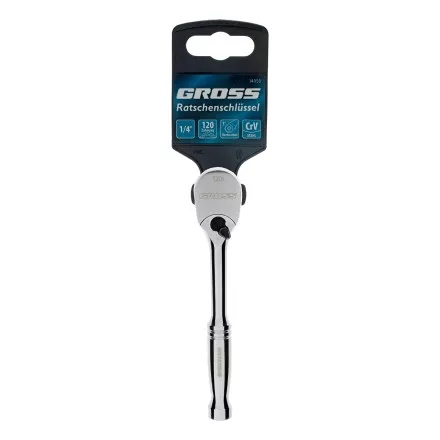 Ключ-трещотка 1/4&quot; Gross 14050, CrV, 120 зубьев, цельнометаллический, хром купить в Ноябрьске
