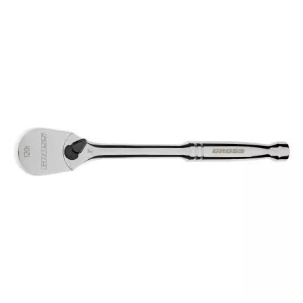 Ключ-трещотка 3/8&quot; Gross 14051, CrV, 120 зубьев, цельнометаллический, хром купить в Ноябрьске