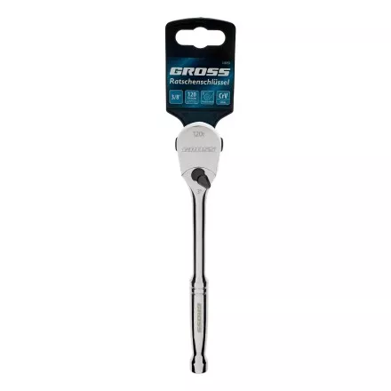 Ключ-трещотка 3/8&quot; Gross 14051, CrV, 120 зубьев, цельнометаллический, хром купить в Ноябрьске