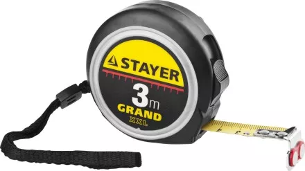 Рулетка STAYER GRAND, корпус с противоскользящим напылением, упрочненное полотно, 3м/16мм 551957 купить в Ноябрьске