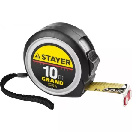 Рулетка STAYER GRAND, корпус с противоскользящим напылением, упрочненное полотно, 10м/25мм 552180 купить в Ноябрьске