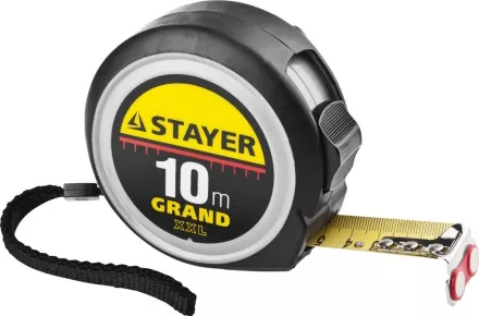 Рулетка STAYER GRAND, корпус с противоскользящим напылением, упрочненное полотно, 10м/25мм 552180 купить в Ноябрьске