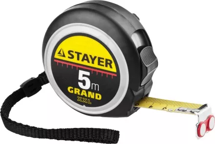Рулетка STAYER GRAND, корпус с противоскользящим напылением, упрочненное полотно, 5м/19мм 552021 купить в Ноябрьске