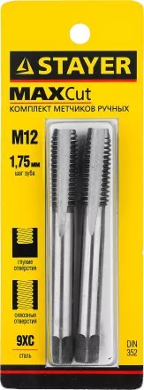 Комплект метчиков STAYER &quot;MASTER&quot;, сталь 9ХС, М12х1,75, 2 шт 28025-12-1.75-H2 купить в Ноябрьске