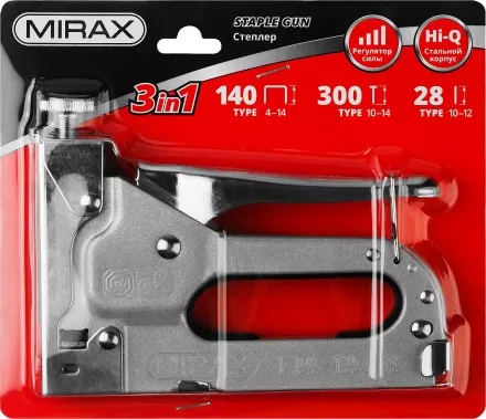 Степлер для скоб 3-в-1: тип 140 (4-14 мм) / 300 (10-14 мм) / 28 (10-12 мм), MIRAX 3146 купить в Ноябрьске