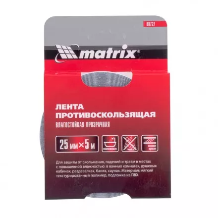 Лента противоскользящая влагостойкая прозрачная 25 мм х 5 м Matrix 88727 купить в Ноябрьске