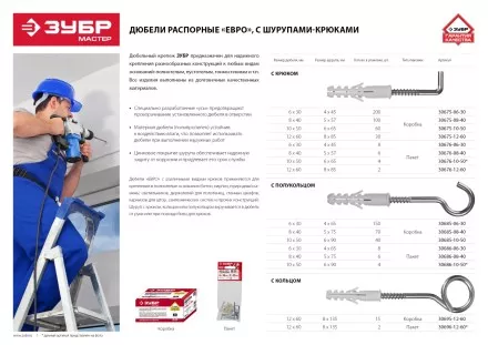 Дюбели ЕВРО с шурупом-полукольцом пакет серия МАСТЕР купить в Ноябрьске
