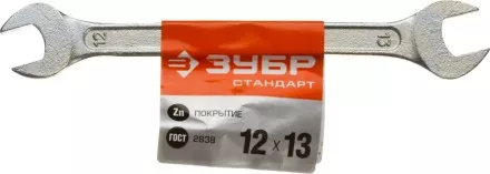 Ключ рожковый гаечный ЗУБР &quot;СТАНДАРТ&quot;, оцинкованный, 12х13мм 27115-12-13 купить в Ноябрьске
