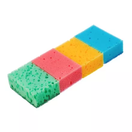 Губки для посуды Coral, 95 x 64 x 36 мм, 4 шт, Home Palisad 923585 купить в Ноябрьске