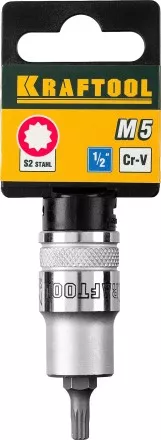 Торцовая бита-головка KRAFTOOL &quot;INDUSTRIE QUALITAT&quot;, материал S2, SPLINE, сатинированная, 1/2&quot;, M5 27911-05_z01 купить в Ноябрьске