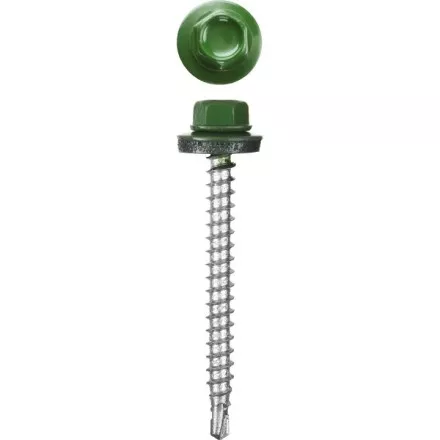 Саморезы СКМ кровельные, RAL 6002 зеленый лист, 19 x 5.5 мм, 2 500 шт, для металлических конструкций, STAYER 30300-55-019-6002 купить в Ноябрьске
