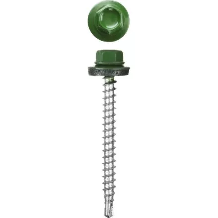Саморезы СКМ кровельные, RAL 6002 зеленый лист, 25 x 5.5 мм, 420 шт, для металлических конструкций, STAYER 30305-55-025-6002 купить в Ноябрьске