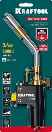 Blue Fire  KF-9000  горелка для МАПП / MAPP газа,  с пъезоподжигом,  на баллон c резьбовым соединением US 1, 2000°C 55510 купить в Ноябрьске