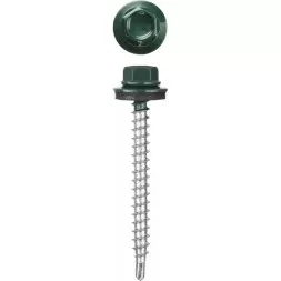 Саморезы СКМ кровельные, RAL 6005 зеленый насыщенный, 25 x 5.5 мм, 1 800 шт, для металлических конструкций, STAYER 30300-55-025-6005