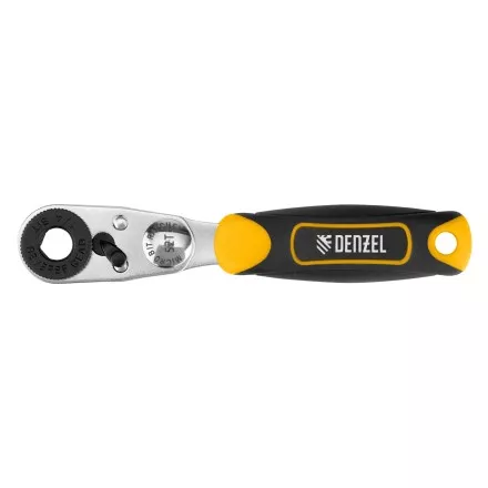 Ключ-трещотка для бит 1/4&quot; Denzel 11633, 52 зуба, CrMo, адаптер для торцевых головок Denzel купить в Ноябрьске