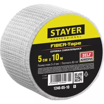 Серпянка самоклеящаяся FIBER-Tape, 5 см х 10м, STAYER Professional 1246-05-10 1246-05-10_z01 купить в Ноябрьске