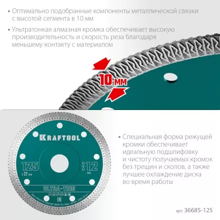 Диск алмазный для УШМ и плиткорезов супертонкие  ULTRA-THIN 36685-125 купить в Ноябрьске