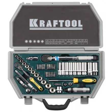 Набор торцовых головок KRAFTOOL &quot;INDUSTRIE QUALITAT&quot; (3/8&quot;) универсальный, Cr-V, пластиковый кейс, 49 предметов 27975-H49 купить в Ноябрьске