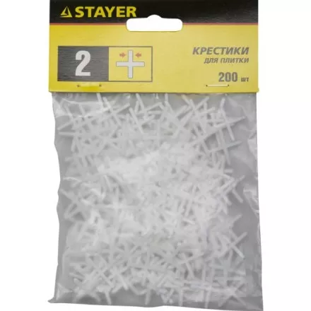 Крестики для кафеля, 2мм, STAYER 3380-2, 200шт 3380-2 купить в Ноябрьске