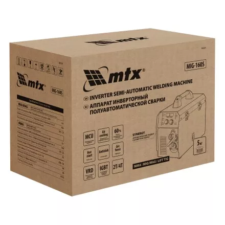 Аппарат инвертор. полуавтомат. cварки MTX MIG-160S 94301, 160A, ПВ 60%, катушка 5 кг купить в Ноябрьске