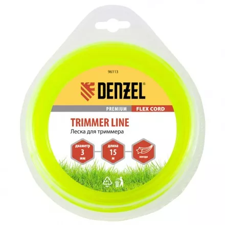 Леска для триммера звезда 3 мм х 15 м блистер Flex cord Denzel 96113 купить в Ноябрьске