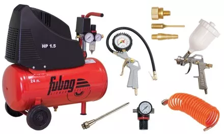 Компрессор безмасляный поршневой прямой привод Fubag House Master KIT + набор 5 предметов купить в Ноябрьске