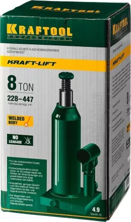 Домкрат гидравлический бутылочный &quot;Kraft-Lift&quot;, сварной, 8т, 228-447мм, KRAFTOOL 43462-8 43462-8_z01 купить в Ноябрьске