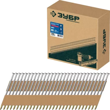 ЗУБР SN21 80 х 3.1 мм, реечные гвозди рифленые оцинкованные, 2010 шт (305396-80) купить в Ноябрьске