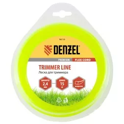 Леска для триммера квадрат 2,4 мм х 15 м блистер Flex cord Denzel 96116