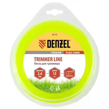 Леска для триммера квадрат 2,4 мм х 15 м блистер Flex cord Denzel 96116 купить в Ноябрьске