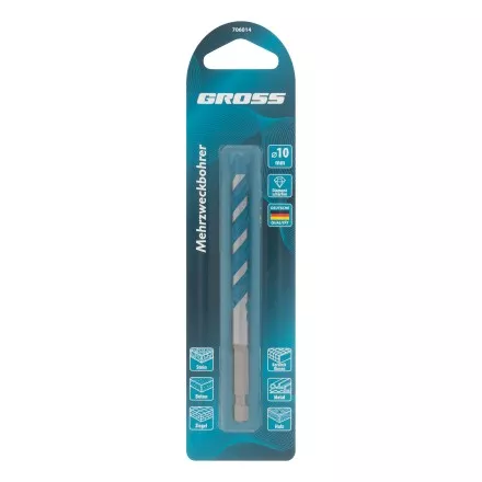 Сверло универсальное Gross, Multipurpose PRO, 6-гр. хвостовик, 10мм купить в Ноябрьске