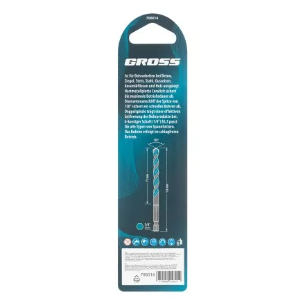 Сверло универсальное Gross, Multipurpose PRO, 6-гр. хвостовик, 10мм купить в Ноябрьске