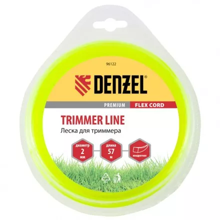Леска для триммера квадрат 2 мм х 57 м блистер Flex cord Denzel 96122 купить в Ноябрьске