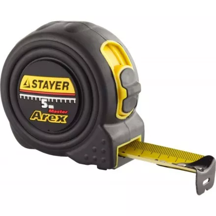 Рулетка STAYER &quot;PROFI&quot; &quot;AREX&quot;, двухкомпонентный противоударный корпус, упрочненное полотно, 5м/25мм 3410-05-25_z01 купить в Ноябрьске