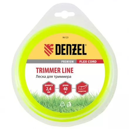 Леска для триммера квадрат 2,4 мм х 40 м блистер Flex cord Denzel 96123 купить в Ноябрьске