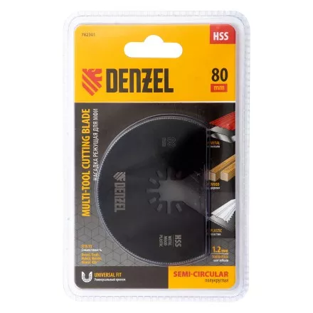 Насадка для МФИ отрезная полукруг Denzel 782301, HSS, по металлу и дереву, 80 мм х 1,2 мм, мелкий зуб купить в Ноябрьске