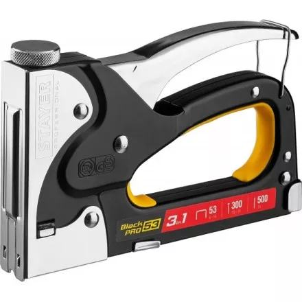 Степлер для скоб &quot;BlackPro 53&quot; 3-в-1: тип 53 (4-14 мм) / 300 (10-14 мм) / 500 (14 мм), STAYER Professional 31507 купить в Ноябрьске