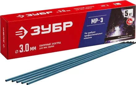 ЗУБР Д 3.0 х 350 мм, 5 кг в коробке, МР-3 рутиловый, электрод сварочный (40015-3.0) купить в Ноябрьске