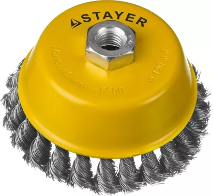 STAYER &quot;PROFESSIONAL&quot;. Щетка чашечная для УШМ, жгутированная стальная проволока 0,5мм, 120ммхМ14 35128-120 купить в Ноябрьске