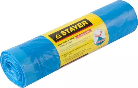 Мешки для мусора STAYER &quot;Comfort&quot; с завязками, особопрочные, голубые, 120л, 10шт 39155-120 купить в Ноябрьске