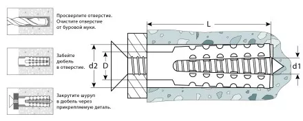 ЗУБР 6 х 32 мм, 200 шт, металлический дюбель для газобетона (302922-06-032) купить в Ноябрьске