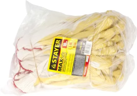 Перчатки STAYER &quot;МASTER&quot; MaxSafe трикотажные, обливная ладонь из латекса, х/б, 13 класс, L-XL, 10 пар 11408-H10 купить в Ноябрьске