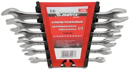 Набор ключей  рожковых 8шт. (6-22мм) CrV Elliptical зерк. хромирование MATRIX Master 15238 купить в Ноябрьске