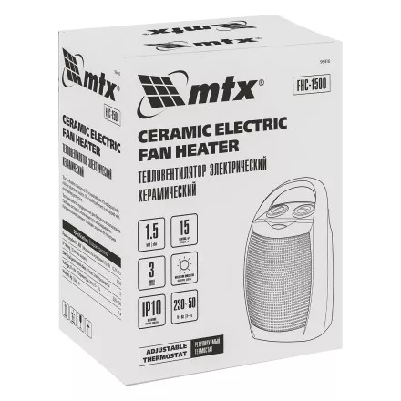Тепловентилятор электр. керамический  MTX FHC-1500, 3 реж., вентилятор, нагрев 750/1500 Вт 96416 купить в Ноябрьске