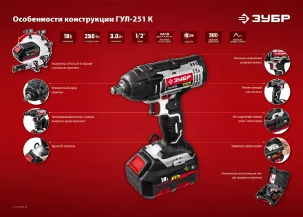 Ударный гайковерт аккумуляторный ГУЛ-251 К серия СТАНДАРТ купить в Ноябрьске